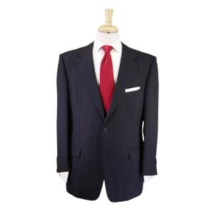 Ermenegildo Zegna Navy Blue Striped Wool Cashmere 2-Btn Suit 44S